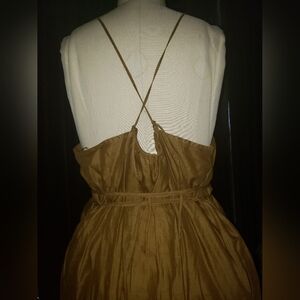 BNWT B.R mocca rust maxi spaghetti straps loose pleats pocket dress XL